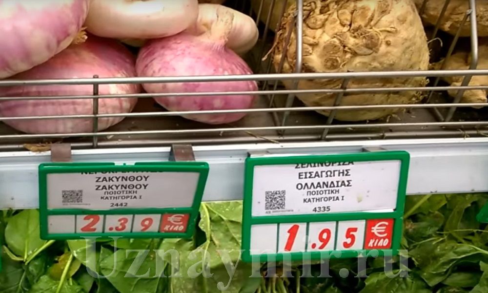 Цкны на продукты в Греции