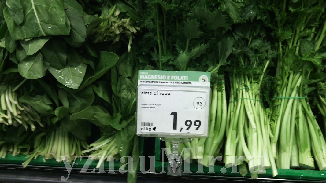 Цены в Италии на зелень