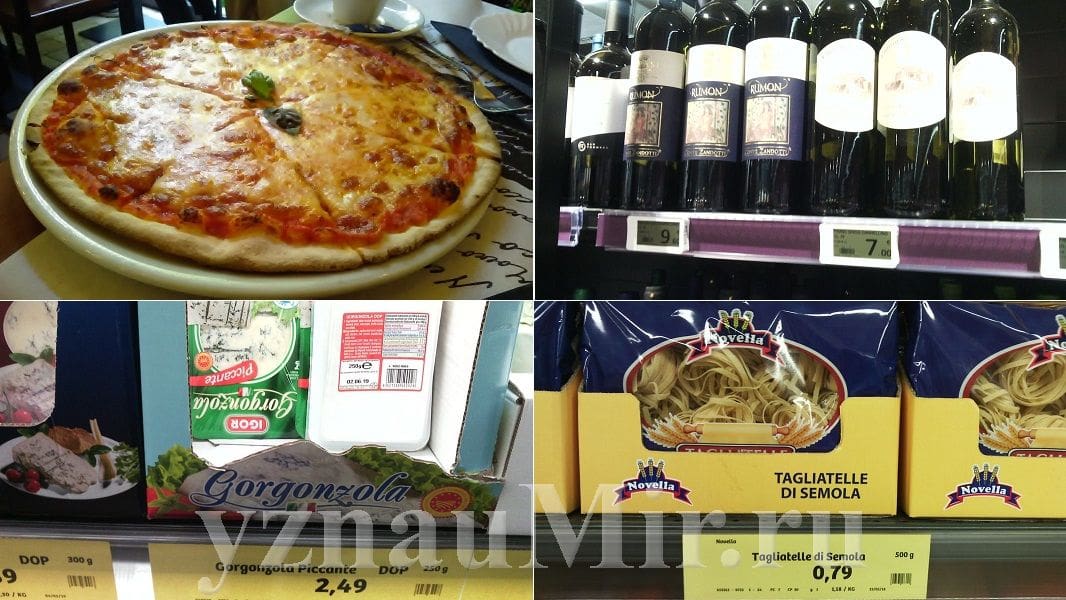 Цены в Италии на еду
