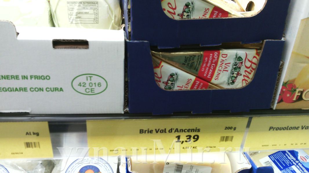 Цены в Италии на сыр