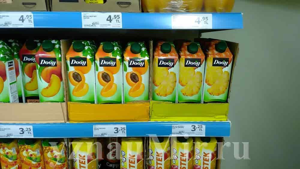 Цены в Турции на сок