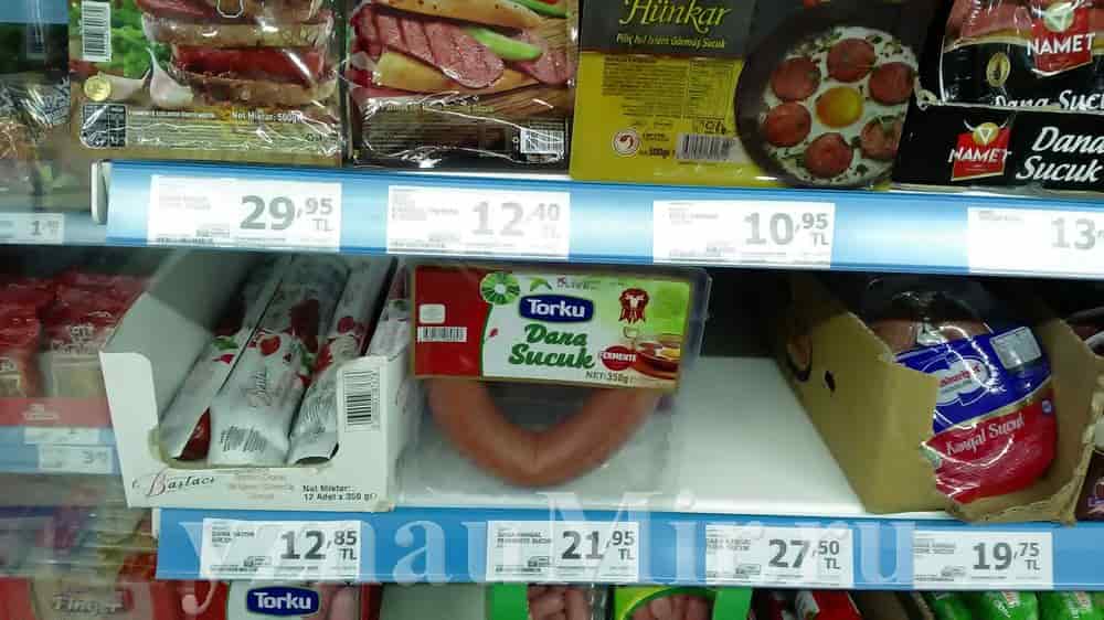 Цены в Турции на колбасу